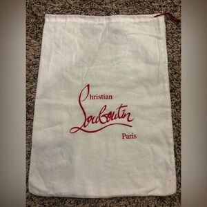 Christian Louboutin Paris White Dust Bag with Red Logo